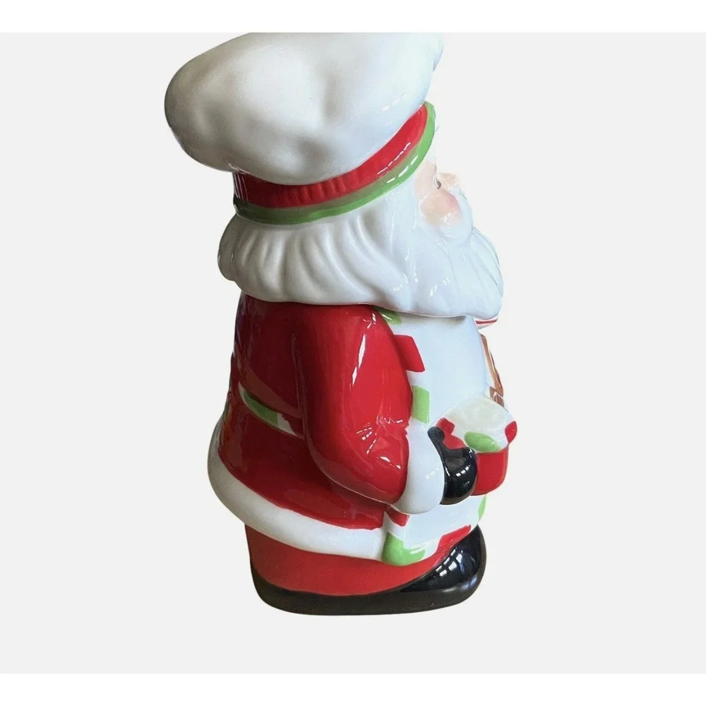 Sleigh Bell Bistro Santa Baker Cookie Jar Ceramic Gingerbread Christmas 11.5